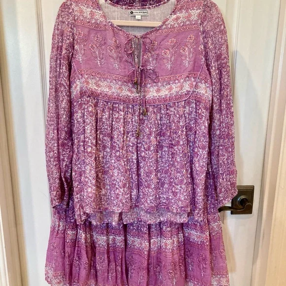 Cotton Floral Pink & Purple Flowy Top & Maxi Skirt SET. - Picture 5 of 16